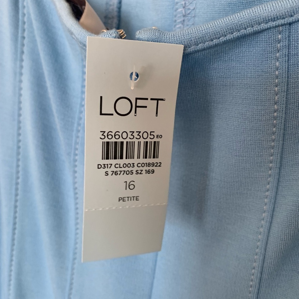 LOFT Fit & Flare Light Blue Ponte Knit MIDI Dress - Picture 6 of 9